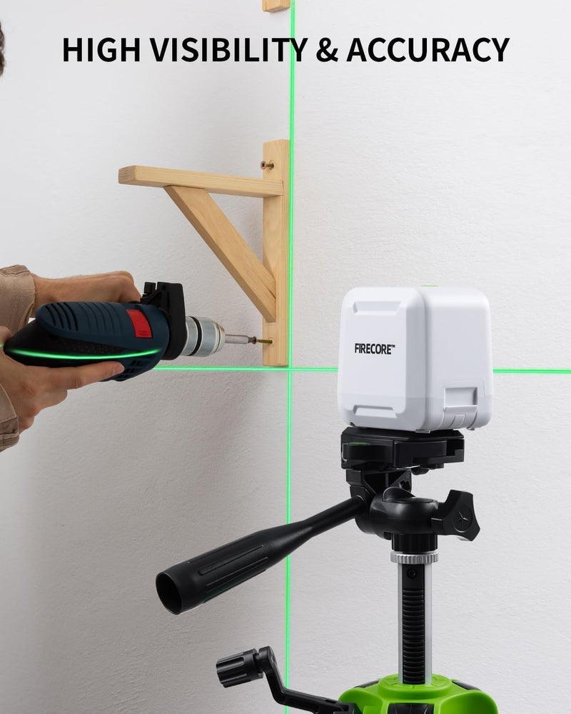 Firecore 82Ft Self Leveling Laser Level, Green Cross Line Laser Leveler Tool with Brightness Adjustment, Accurate Lazer Level for Picture Hanging Home Decoration,Battery Carry Pouch Included - Image 3